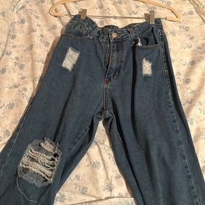 ripped straight leg jeans